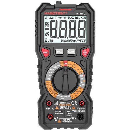 HABOTEST Digitalni multimeter s svetilko HT118C, True RMS, NCV, testiranje baterije, (20848633) Slike