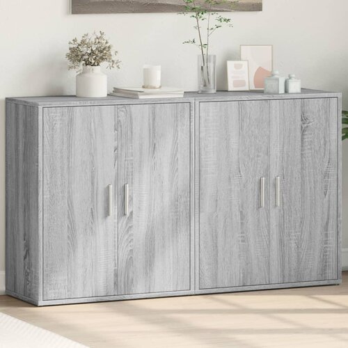 Komoda 2 kom siva boja hrasta 60x31x70cm od konstruiranog drva Slike