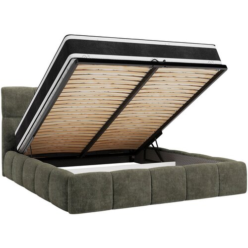MID.YOU OBLAZINJENA POSTELJA 160 cm x 200 cm , les, tekstil, leseni material siva Slike