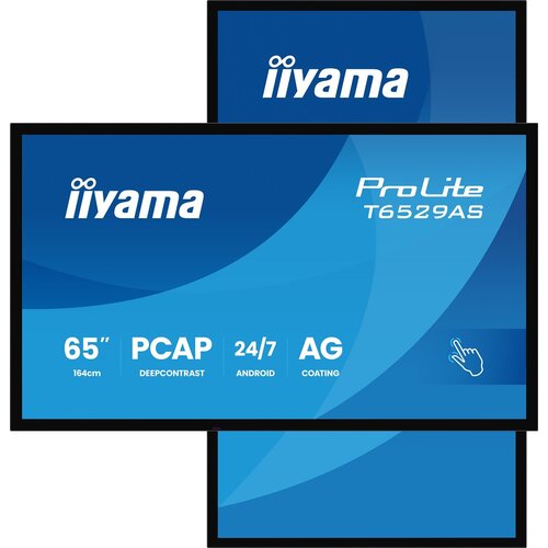 Iiyama T6529AS-B1AG Signage Display Kiosk design 163.8 cm (64.5) LED Wi-Fi 420 cd /m&sup2; 4K Ultra HD Black Touchscreen Built-in processor Android 24 /7 Cijene