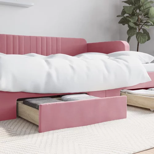  ladice za krevet 2 kom ružičaste konstruirano drvo i baršun