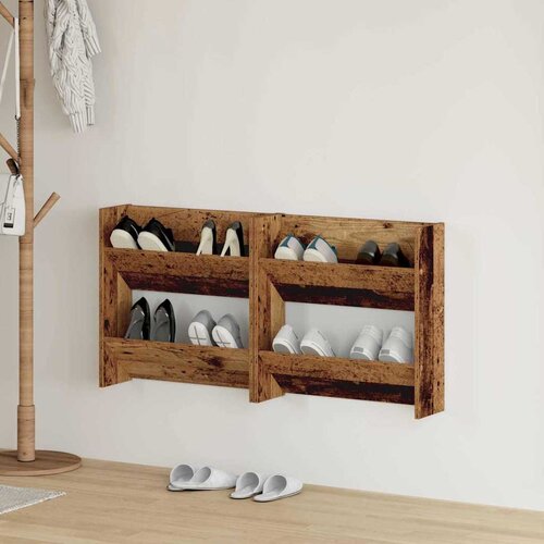 VidaXL Omare za čevlje na steni 2 pcs Stari les 60 x 18 x 60 cm Slike