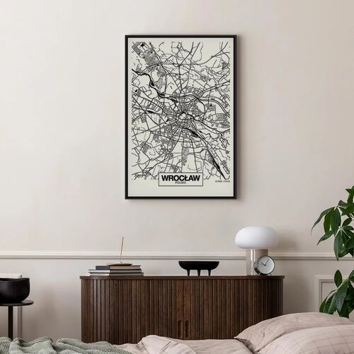  Slika - City Plan: Wroclaw (1 Part) Vertical 40x60 U crnom drvenom okviru Cene