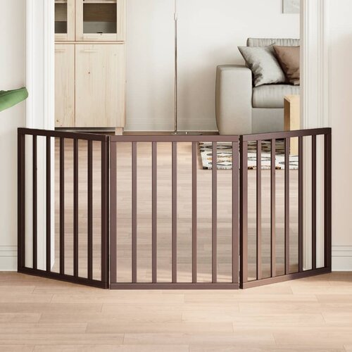 vidaXL Vrata za pse zložljiva 3 paneli rjava 150 cm topolovina Cene