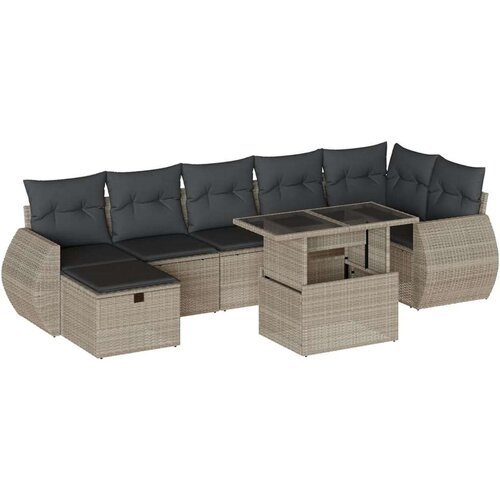  8-dijelni set vrtnih sofa od poliratana s jastucima svjetlosivi Slike