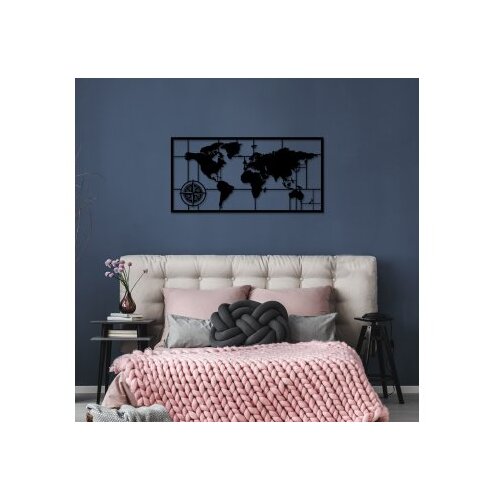 Wallity Zidna dekoracija Mapa svijeta 7, 121x60cm, Crna Cene