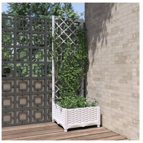 vidaXL Vrtna sadilica s rešetkom bijela 40 x 40 x 121 5 cm PP Cijene