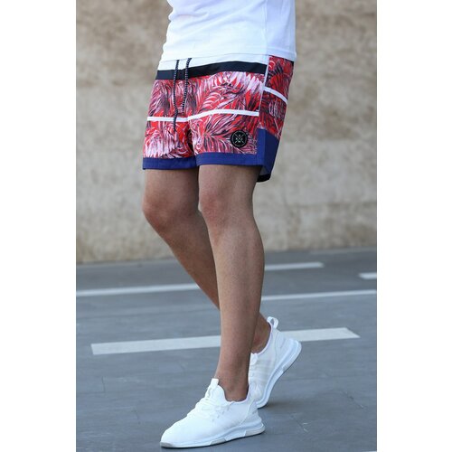 Madmext Patterned Crest Detailed Red Marine Shorts 2954 Slike