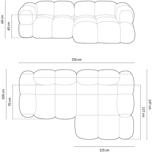 Cosmopolitan Design Svetlo modra kotna sedežna garnitura (desni kot/z ležalnikom) Loretto &amp;ndash; Slike