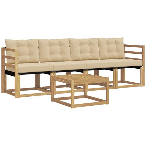 vidaXL Zunanja garnitura za sedenje z blazino 5 pcs Bela in bež, (5000279628) Cene