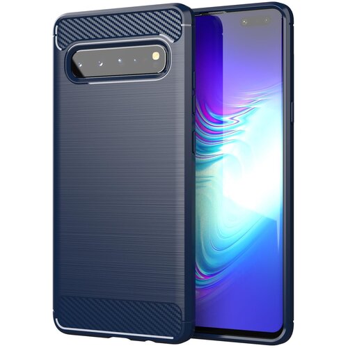 Cadorabo Ohi&scaron;je, združljiv s Samsungom v bru&scaron;enem modrem - za&scaron;čitnem pokrovu, narejen iz fleksibilnega silikona TPU v videzu iz nerjavečega jekla ogljika, (20592846) Cene