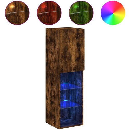 Maison Chic TV omarica - TV stojalo - Televizijska omarica z LED lučkami dimljeni hrast 30,5x30x102 cm, (21700922) Slike
