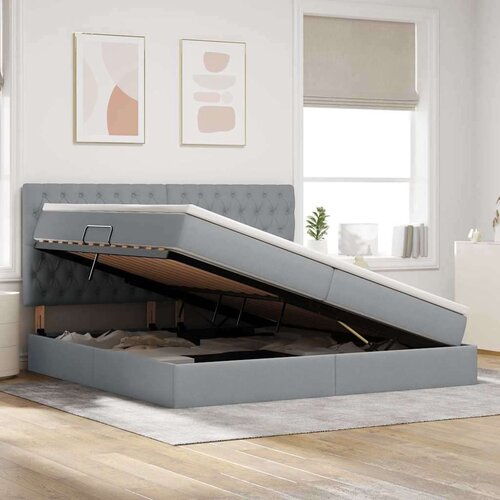  Krevet s od storage Svijetlo siva 200 x 200 cm Lažna koža Slike