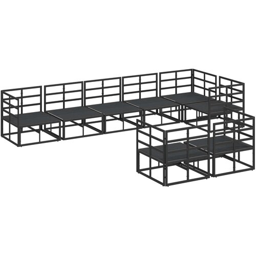  Sjedeća garnitura za vrt s jastukom 8 pcs Crna Aluminij Slike