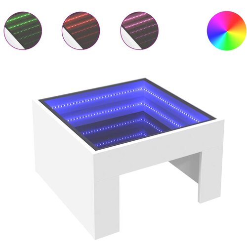 Maison Chic Klubska mizica - kavna mizica - Nizka mizica z neskončnimi LED bela 50x50x30 cm, (21751983) Slike
