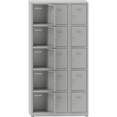  omara s predelki z zaklepanjem, vxšxg 1800 x 900 x 500 mm, 15 predelkov, svetlo sive barve Cene