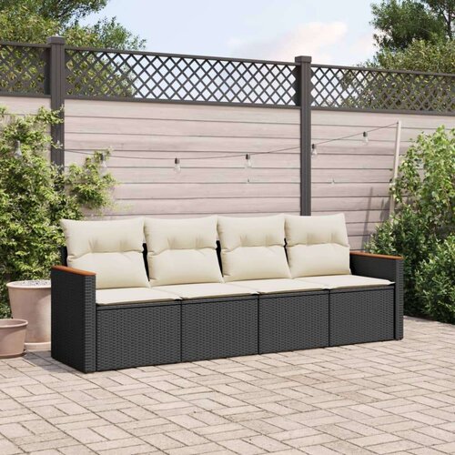  4-dijelni set vrtnih sofa od poliratana s jastucima crni Cijene