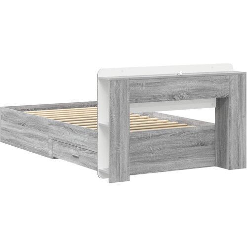  Okvir kreveta s pohranom s uzglavljem Siva Sonoma 90 x 190 cm Slike