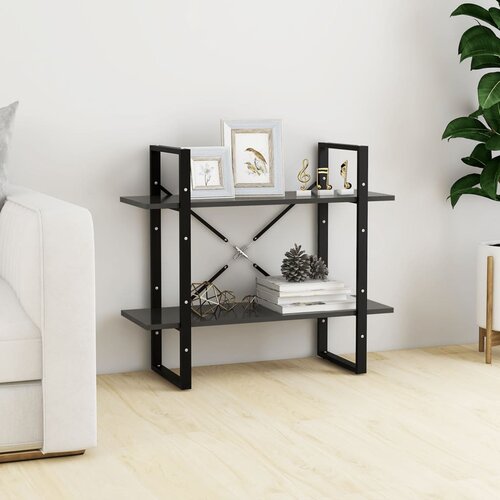 Furnova Knjižna omara 2-nadstropna siva 80x30x70 cm iverna plo&amp;scaron;ča, (21932446) Slike