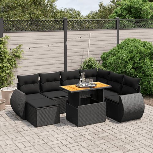 vidaXL 8-dijelni set vrtnih sofa od poliratana s jastucima crni Cijene