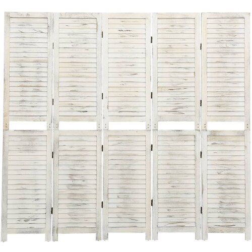 VidaXL Paravan 5-delni antično bel 178,5x166 cm trden les Slike