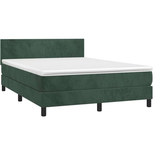 VidaXL Krevet s oprugama i madracem tamnozeleni 140x190 cm bar&amp;scaron;unasti Slike
