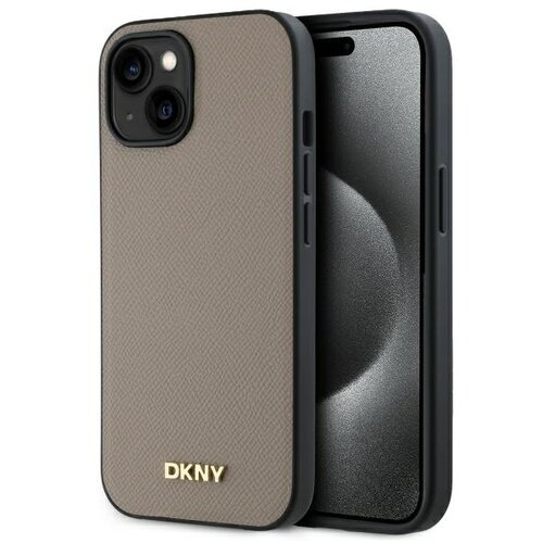 Dkny etui hardcase za iphone 15 6.1 s kovinskim logo in za magsafe bež, (5000013942) Slike