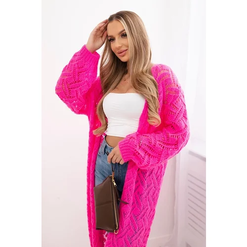 Kesi Super KID Mohair pink neon long cardigan sweater