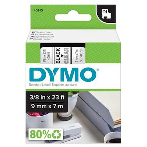 Dymo Trak D1 409100, 9 mm / 7 m (črno/prozoren), original Slike