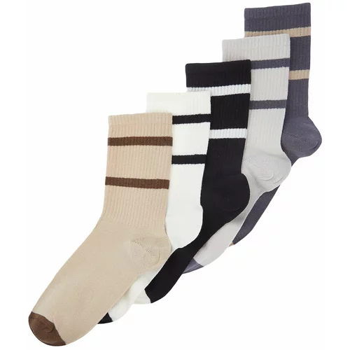 Trendyol Multicolored Men's 5-Pack Cotton Striped College-Tennis-Medium Size Socks