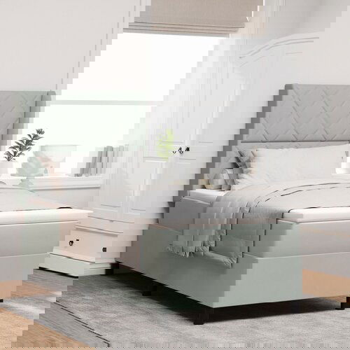 vidaXL Krevet sa uzmetom i madracem & LED svjetlom svijetlosiva 100x200 cm baršun Cijene
