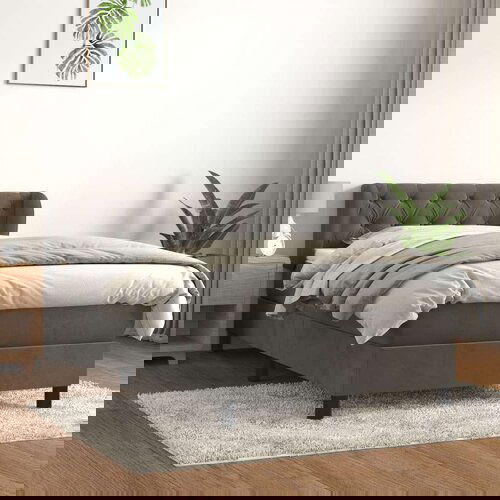 Box spring krevet s madracem tamnosivi 80 x 200 cm bar&amp;scaron;unasti Slike