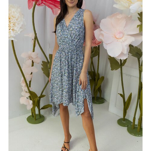 Gemre White and blue floral dress Lodovica Cene