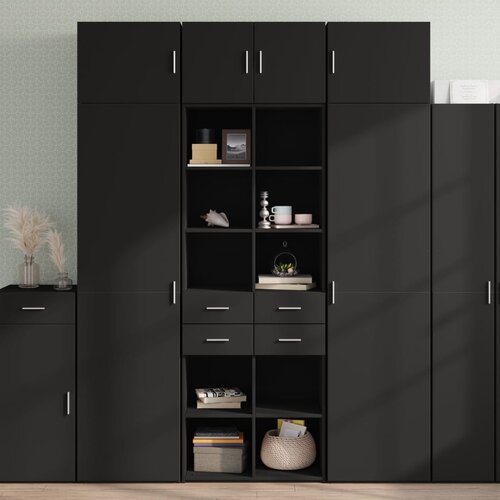 Furnova Omara za shranjevanje črna 70x42,5x225 cm inženirski les, (21954216) Slike