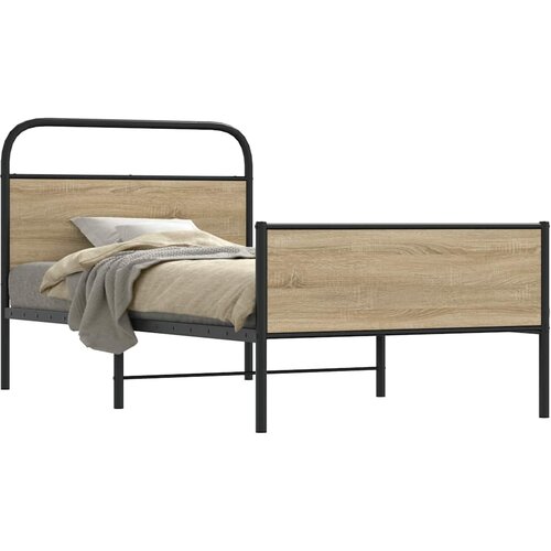 vidaXL Posteljni okvir brez vzmetnice 100x200 cm sonoma hrast inž. les Cene