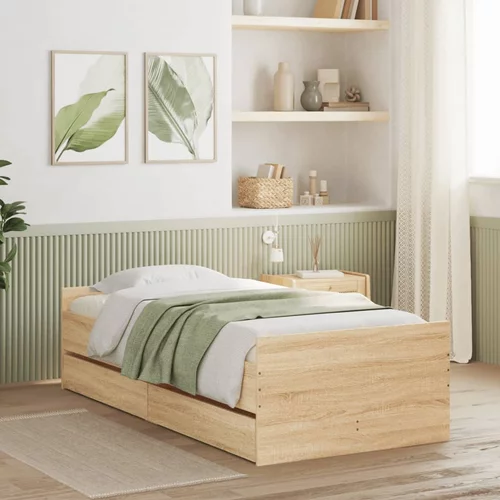  Okvir kreveta s ladicama boja hrasta 90x200 cm