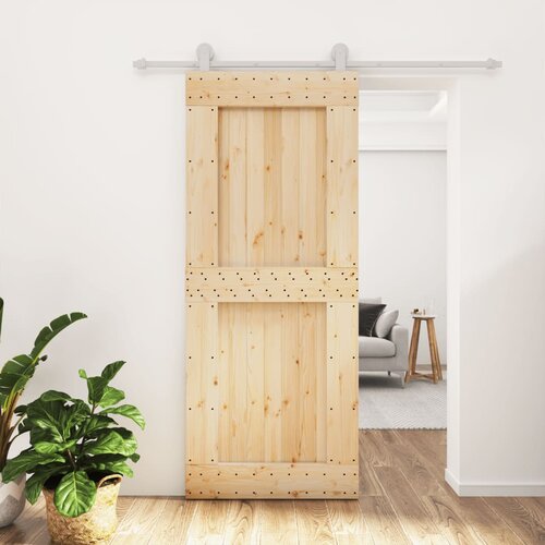 vidaXL Drsna vrata s kompletom vodil 85x210 cm trdna borovina Cene