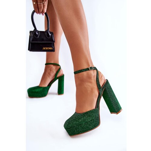 Kesi Women&amp;#039;s Sandals Glitter On a Heel Green Rosel Slike
