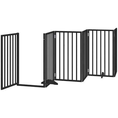  Vrata za pse s vrata&amp;scaron;cima 9 panela sklopiva 450 cm drvo topole Crna 50 x 90 x 2 cm Slike