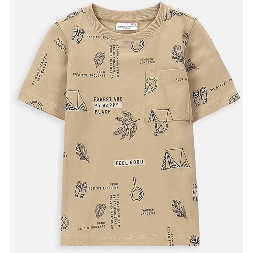 Coccodrillo Otroška bombažna kratka majica bež barva