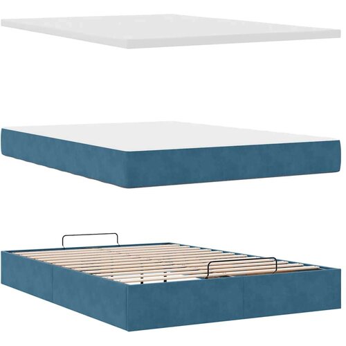 vidaXL otomanski krevet s madracima tamnoplavi 140x190 cm baršunasti Cene