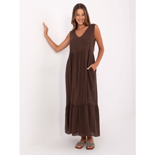 Och Bella Dress-TW-SK-BI-28007.63-dark brown Cene