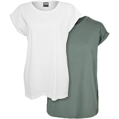 UC Ladies Ladies Extended Shoulder Tee 2-Pack white+paleleaf Cene