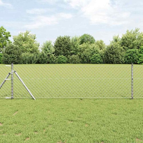 vidaXL Komplet ograjnih stebrov srebrna 0.8 x 25 m Pocinkano jeklo Cene