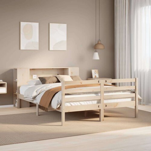 vidaXL Krevet s regalom za knjige bez madraca 135x190 cm od borovine Cene