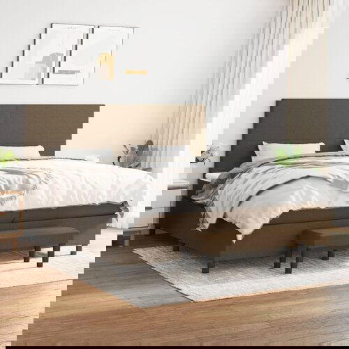 The Living Store Box spring postelja z vzmetnico temno rjav 200x200 cm blago - Box Spring Postelja, (21516319) Slike