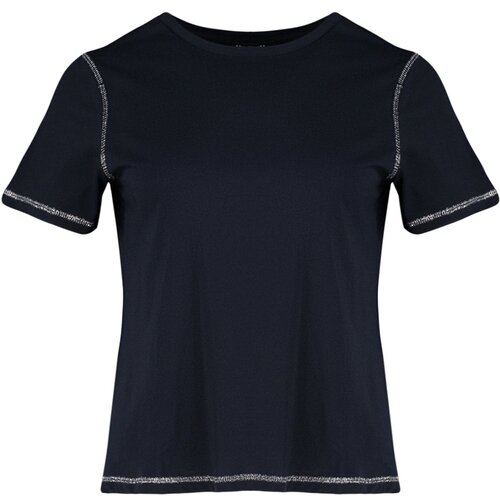 Trendyol curve plus size t-shirt - navy blue - regular Cene