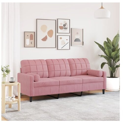 vidaXL Kavč trosed z okrasnimi blazinami roza 180 cm žamet Cene