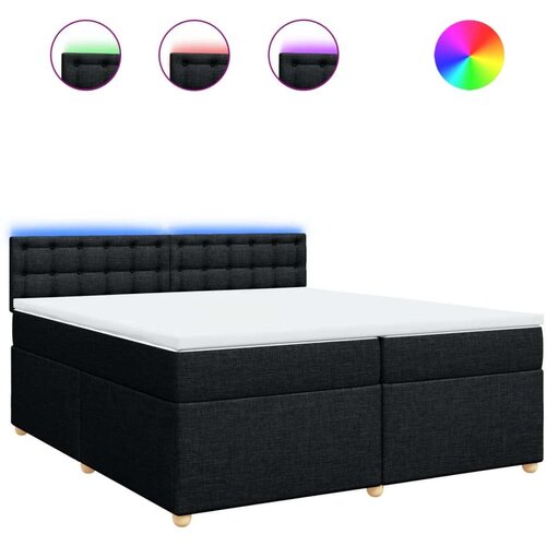 VidaXL Krevet s oprugama i madracem crni 200x200 cm od tkanine Slike