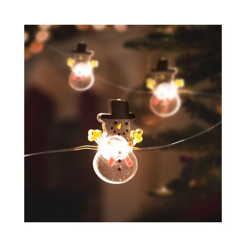 Family Christmas LED svetlobni niz na baterije s snežaki 10 LED diod 1,2 metra toplo bela 2 x AA Slike